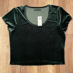 NWT XL VELVET ABERCROMBIE AND FITCH Crop Scoop Neck TSHIRT! Beautiful Green!